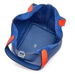 Hermès Bleu Brighton Clemence and Capucine Swift Verso Picotin Lock 18 Palladium Hardware - Image 6